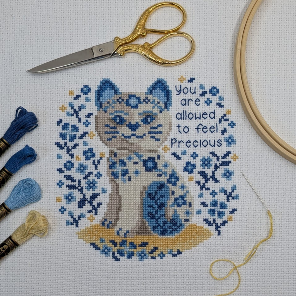 Precious Porcelain Cat Cross Stitch Pattern