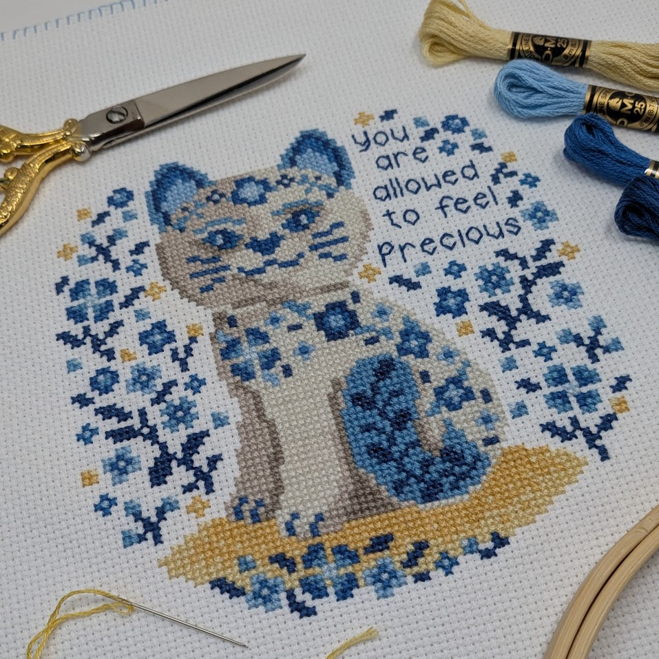 Precious Porcelain Cat Cross Stitch Pattern