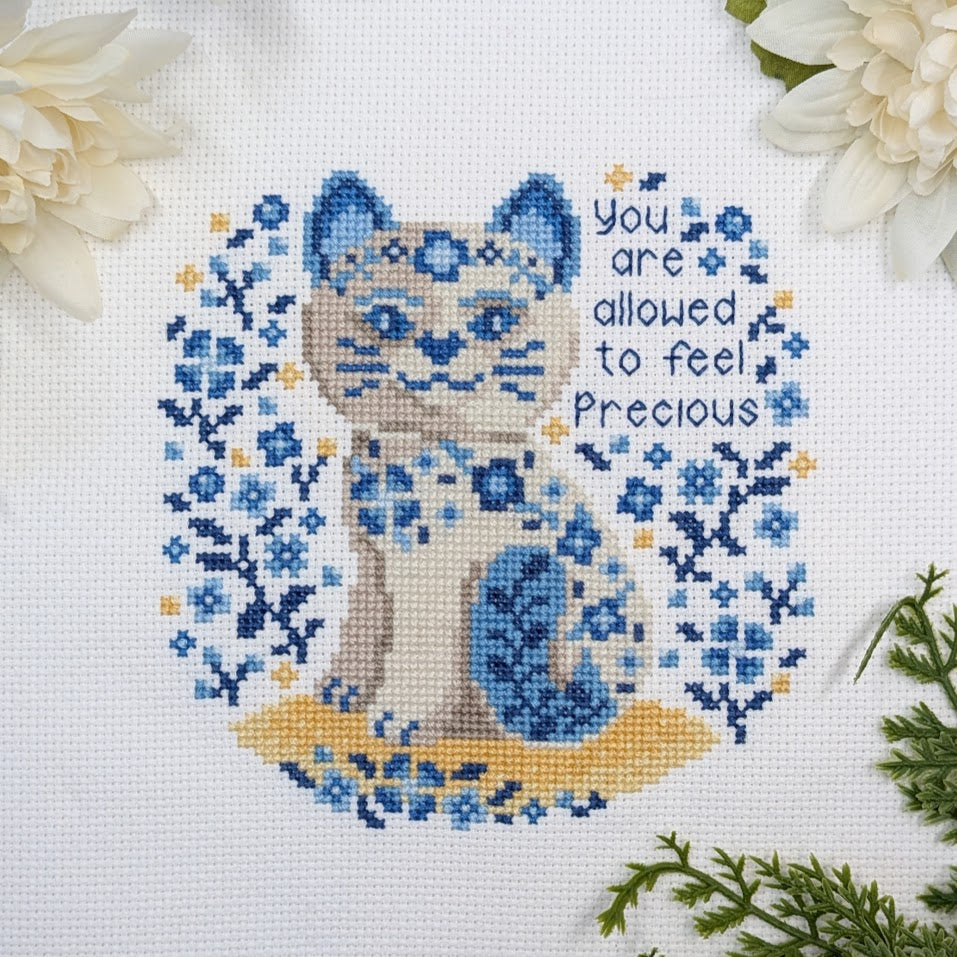 Precious Porcelain Cat Cross Stitch Pattern