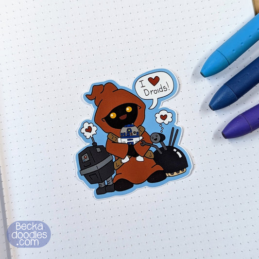 I Love Droids Sticker