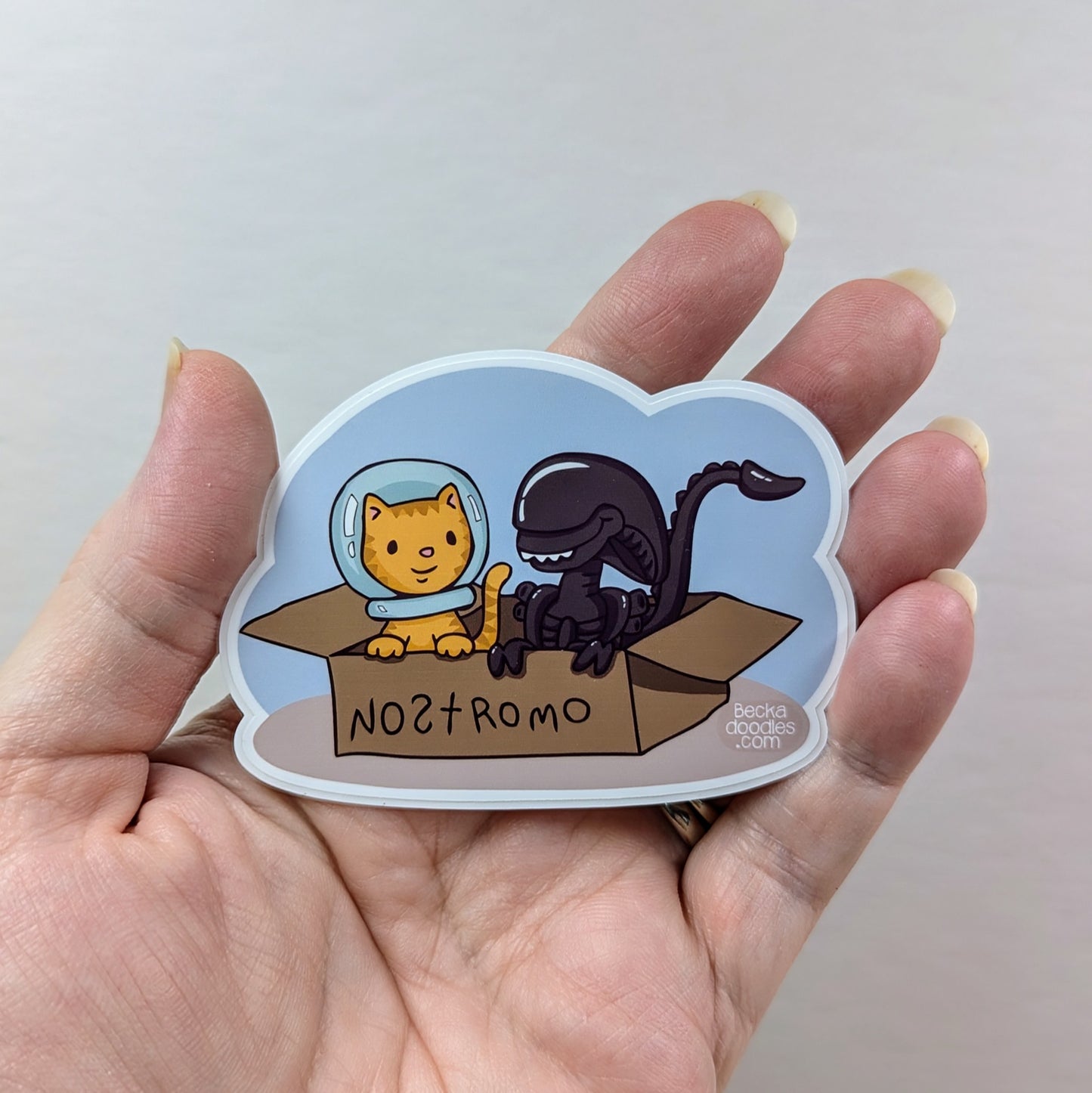 Best Friends Cat and Alien Sticker