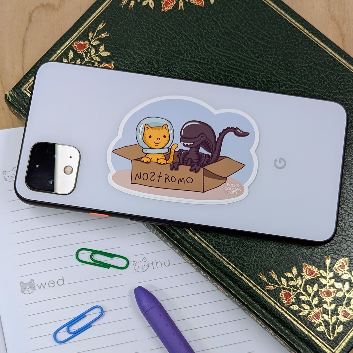 Best Friends Cat and Alien Sticker