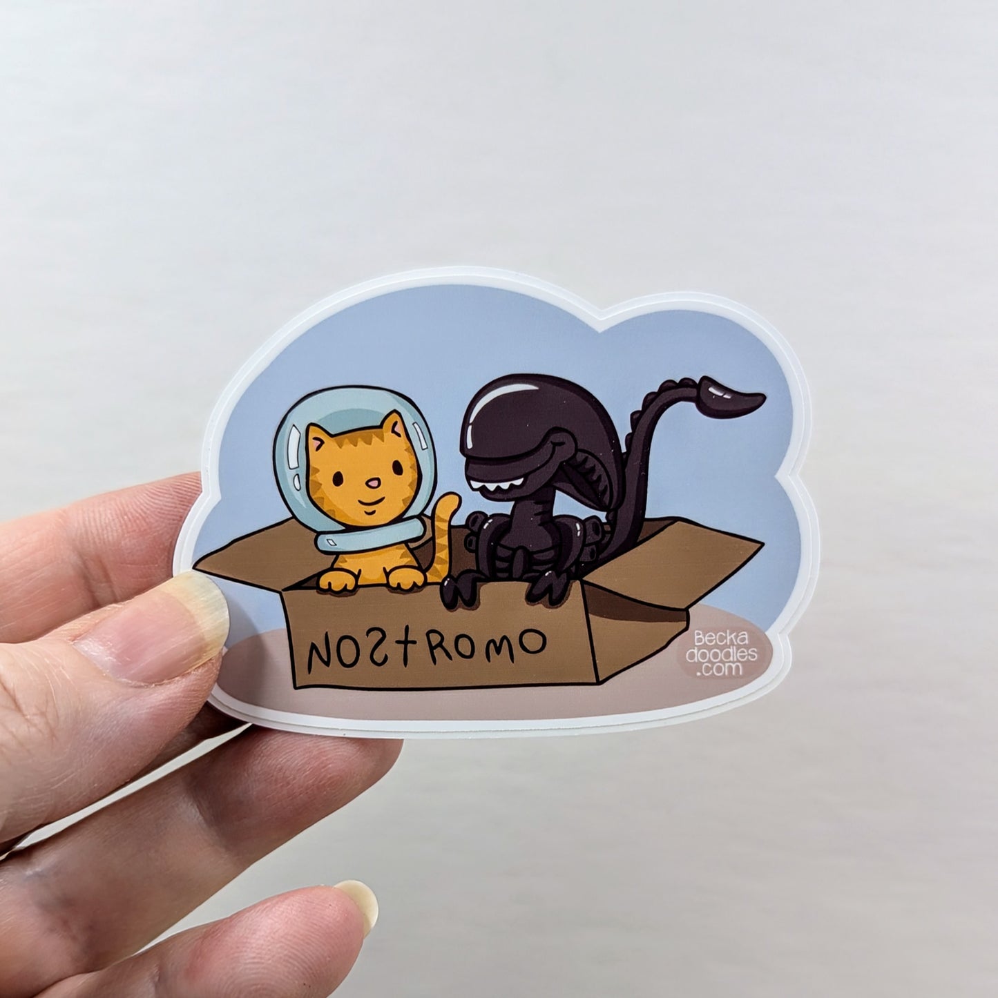 Best Friends Cat and Alien Sticker