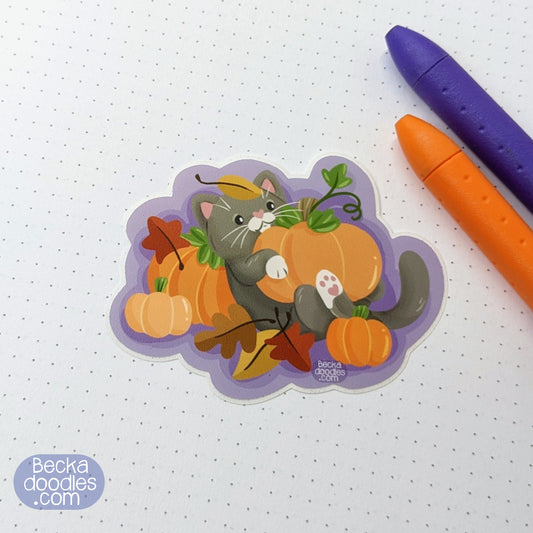 Pumpkin Patch Cat Sticker
