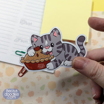 Pie Eating Cat Sticker