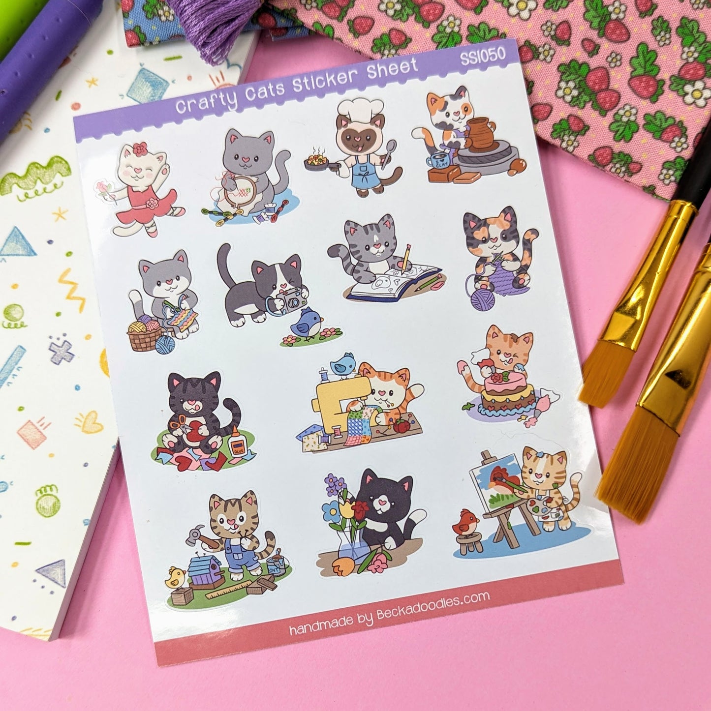 Crafty Cats Sticker Sheet