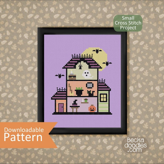 Tiny Haunted House Cross Stitch Pattern