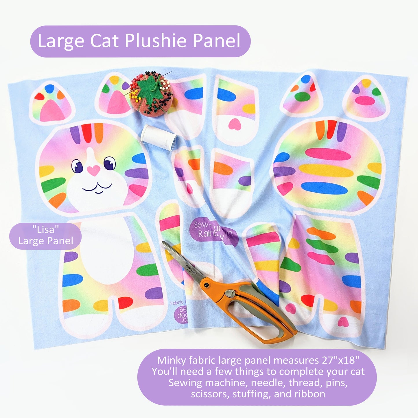 Cat Plushie Fabric Panel: Cut and Sew Cats
