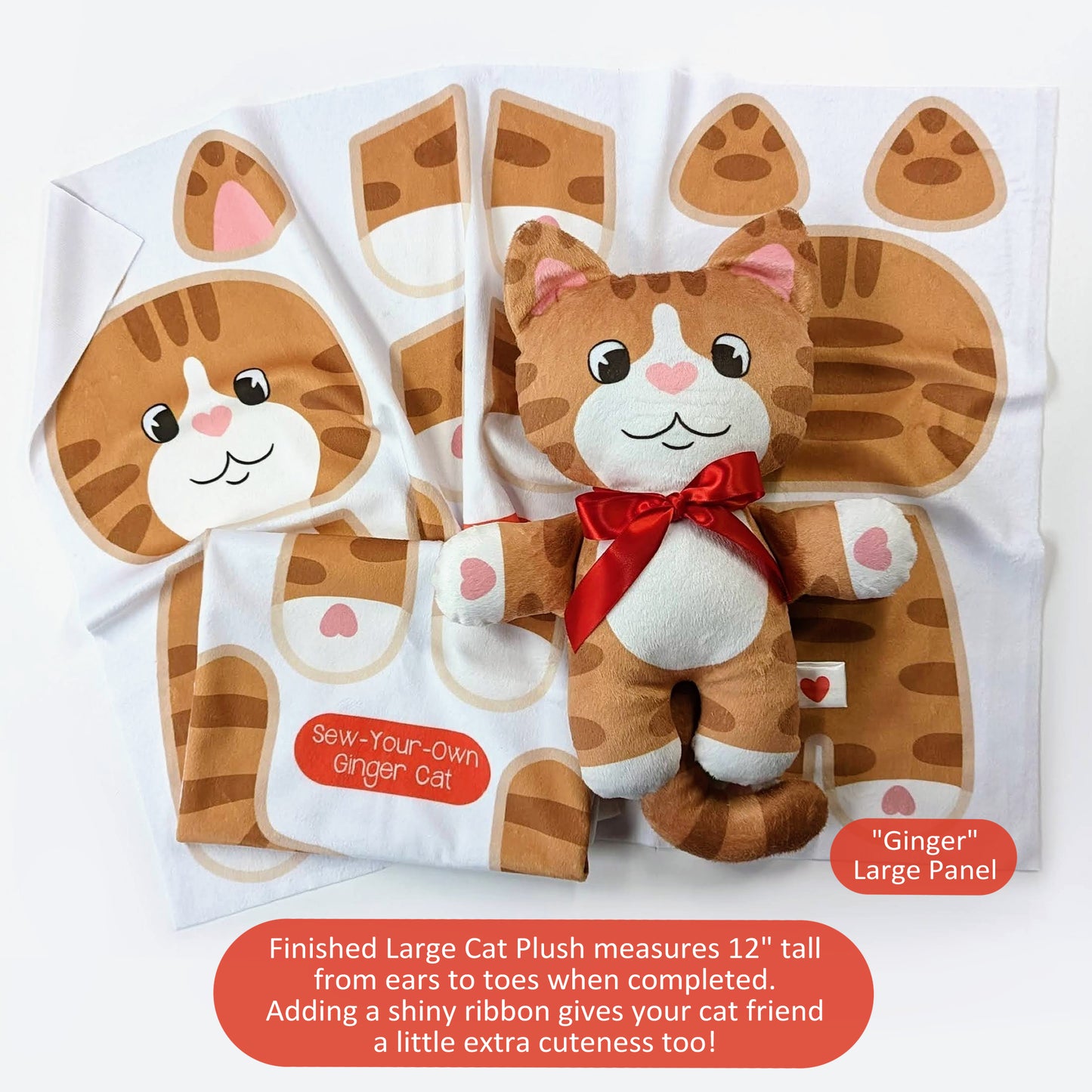 Cat Plushie Fabric Panel: Cut and Sew Cats