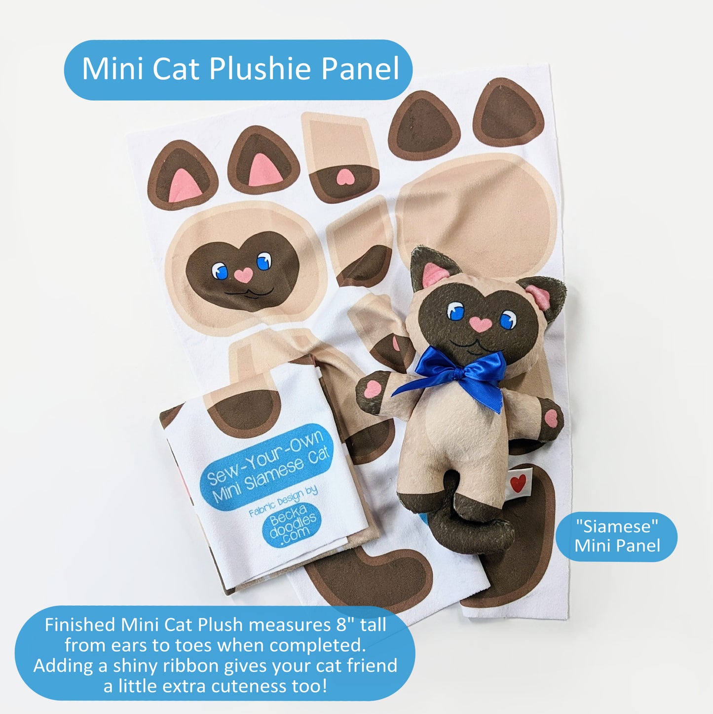 Cat Plushie Fabric Panel: Cut and Sew Cats