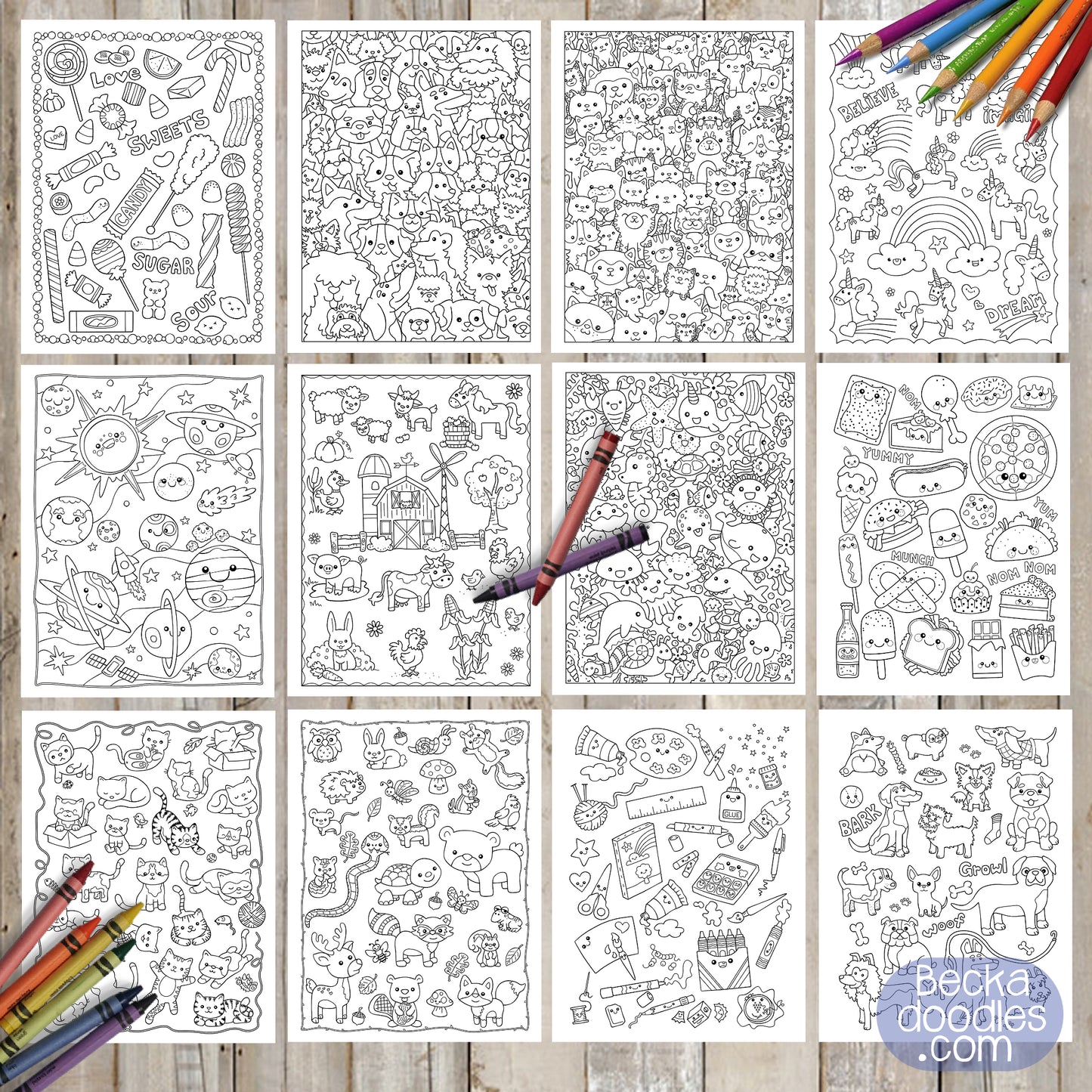 Beckadoodles Big Book of Doodles Printable Coloring Book
