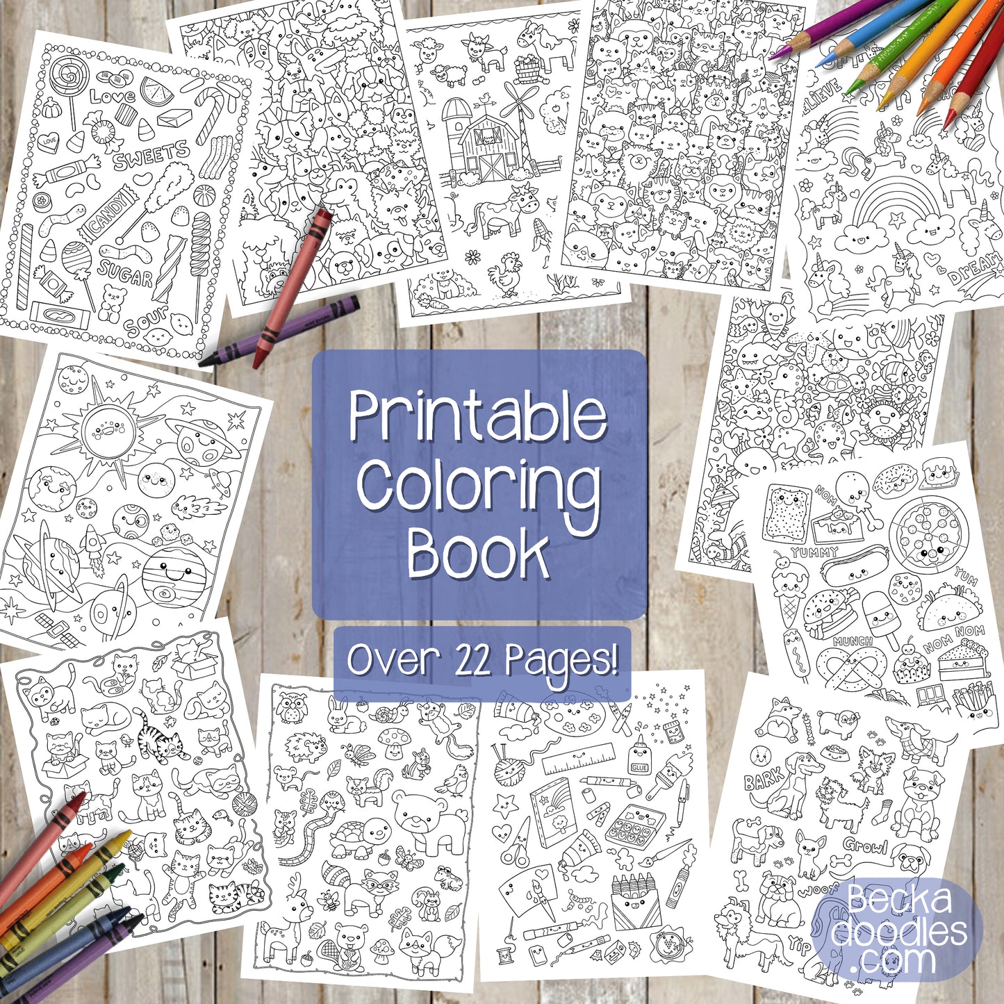 Beckadoodles Big Book of Doodles Printable Coloring Book
