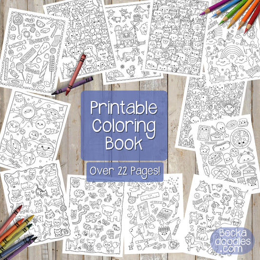 Beckadoodles Big Book of Doodles Printable Coloring Book
