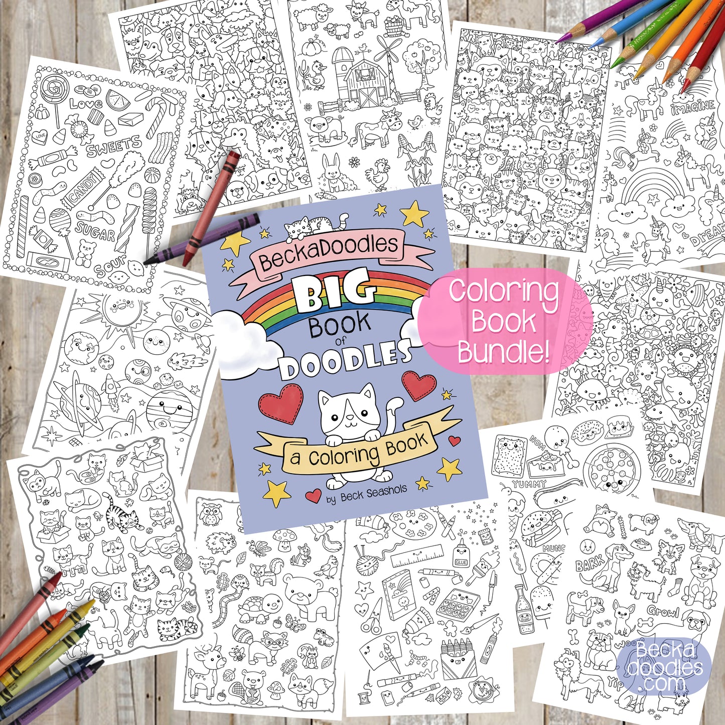 Beckadoodles Big Book of Doodles Printable Coloring Book