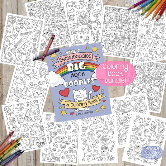 Beckadoodles Big Book of Doodles Printable Coloring Book