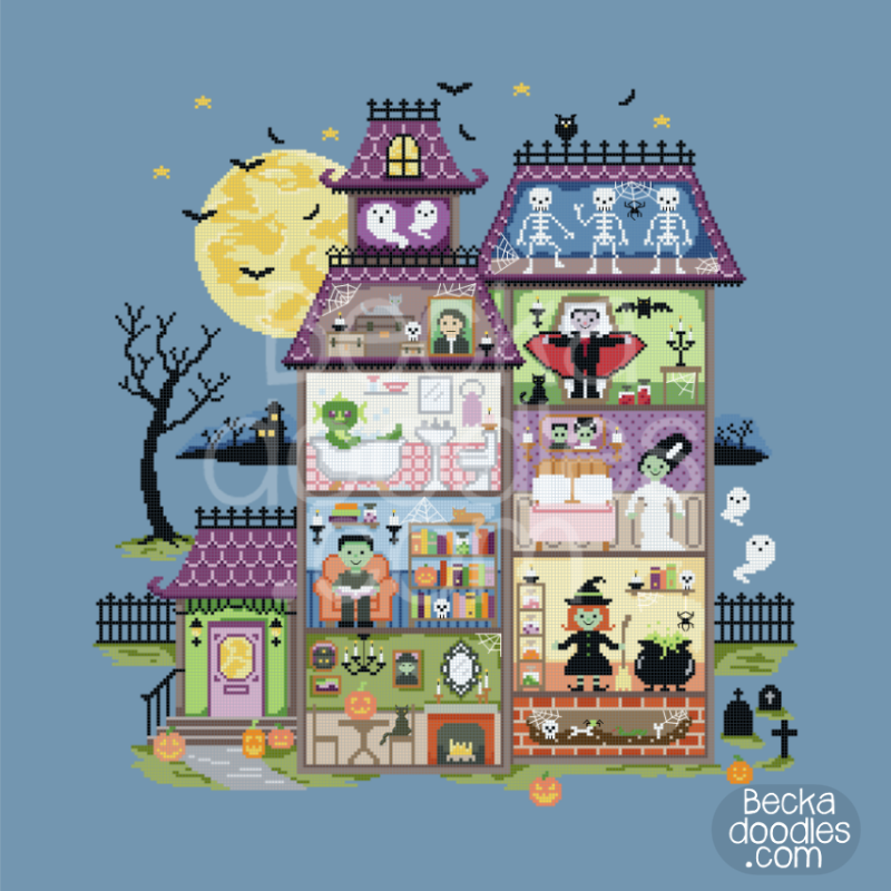 Happy Haunted House Cross Stitch Pattern