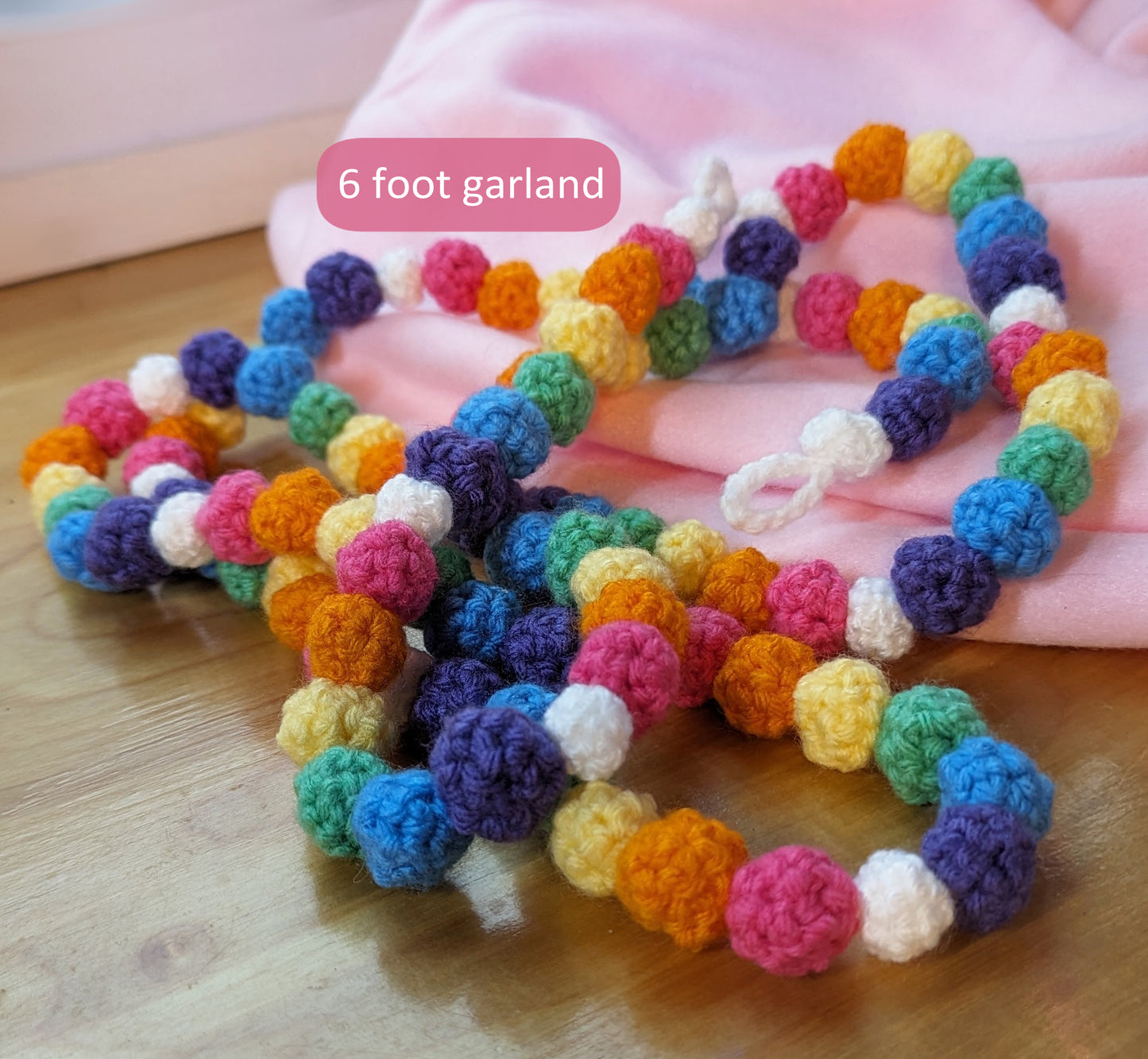 Bright Rainbow Crocheted Garland
