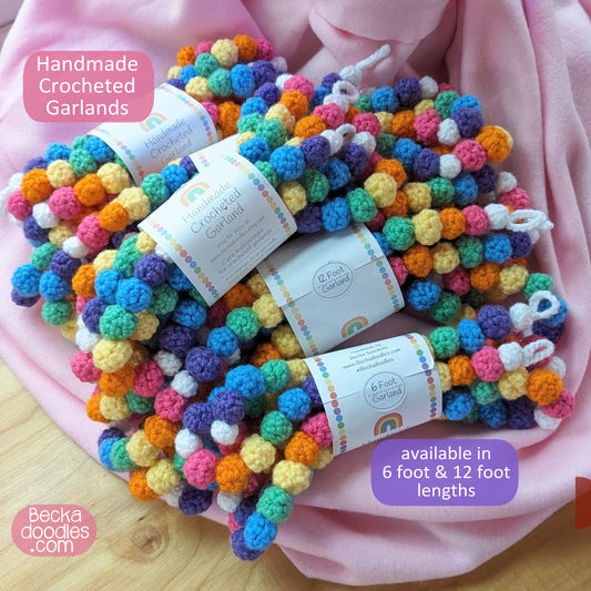 Bright Rainbow Crocheted Garland