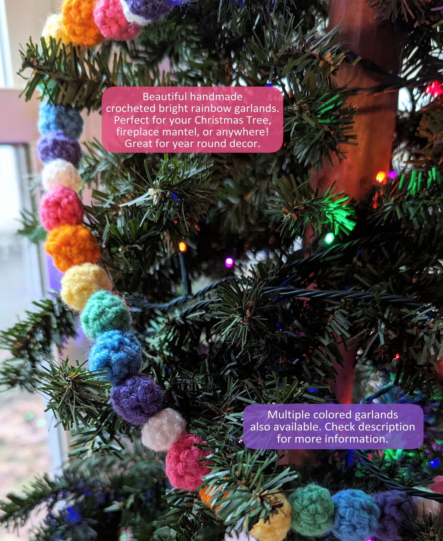 Bright Rainbow Crocheted Garland