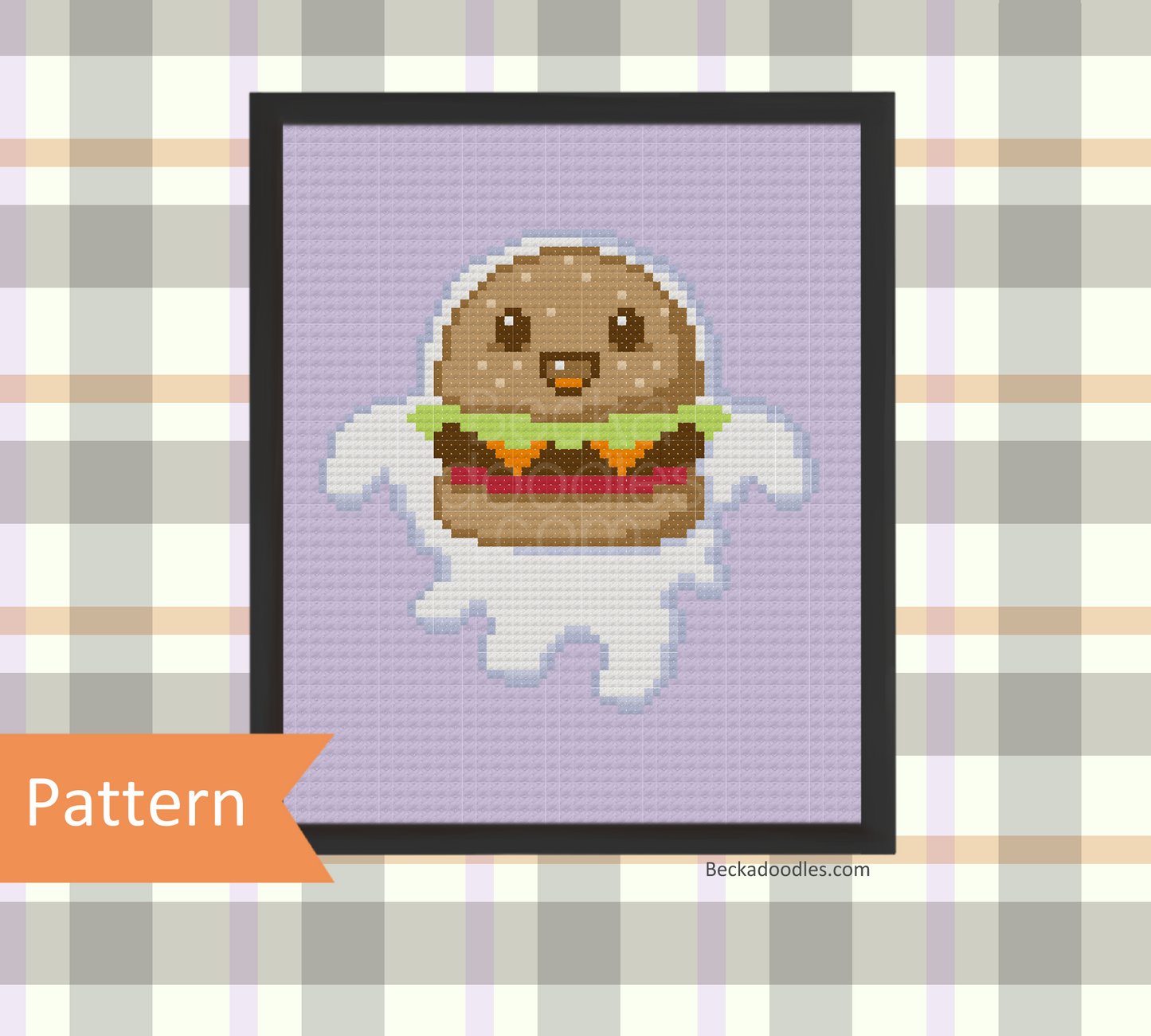Happy Hamburger Ghostie Cross Stitch Pattern