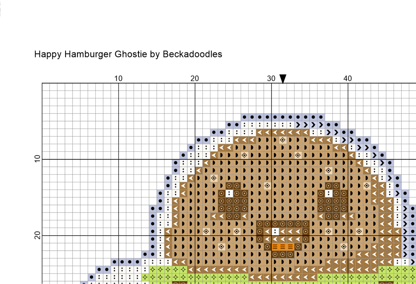 Happy Hamburger Ghostie Cross Stitch Pattern