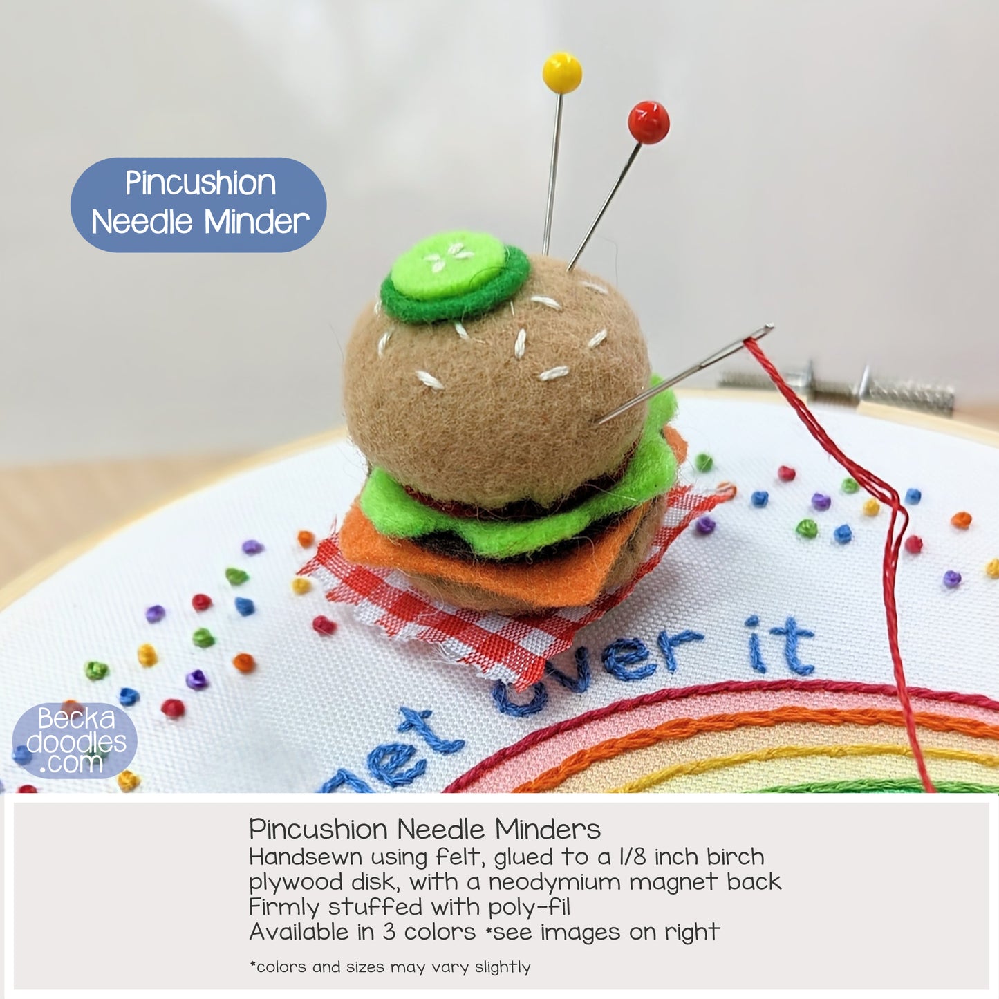 Hamburger Pincushion Needle Minder