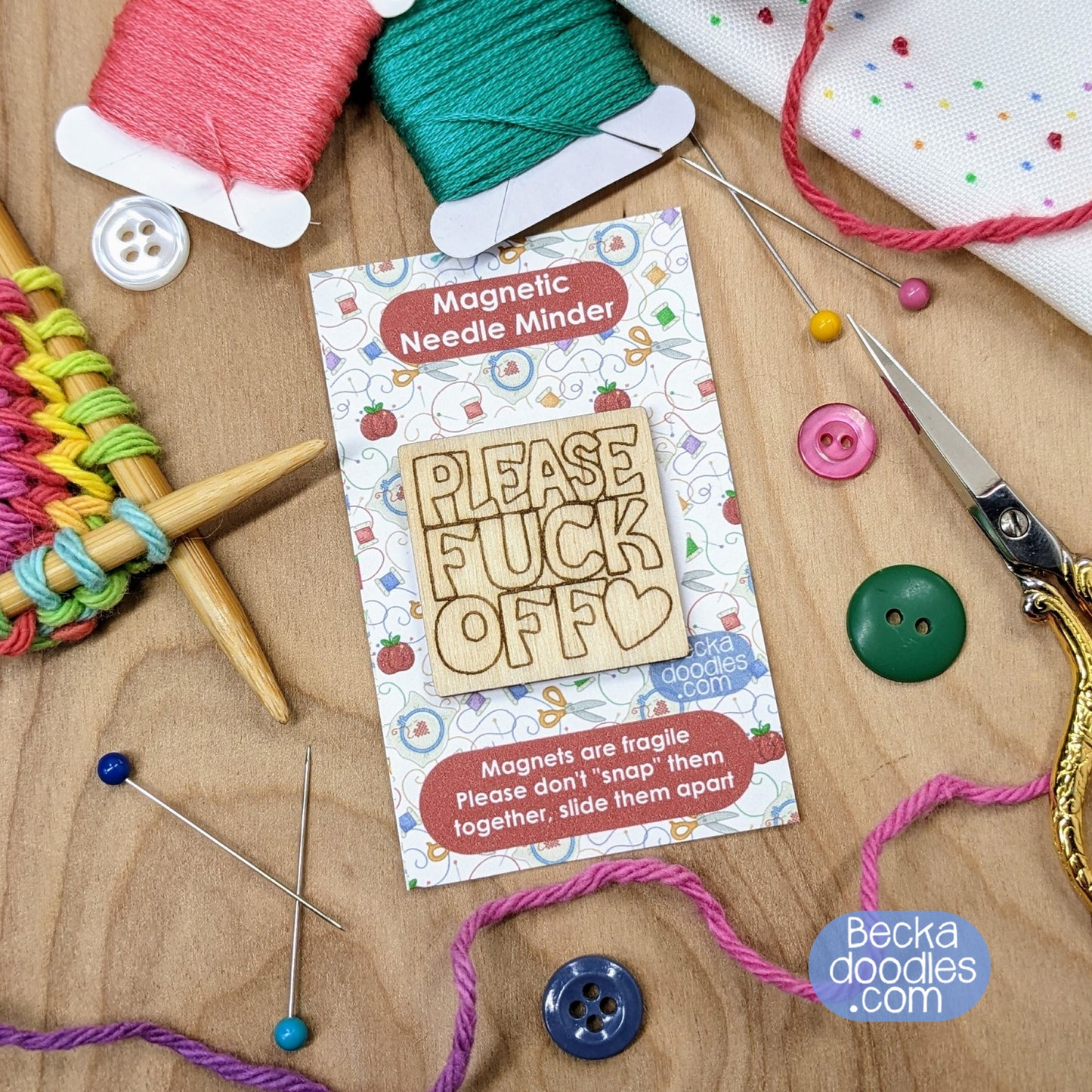 Please F Off Wood Needle Minder