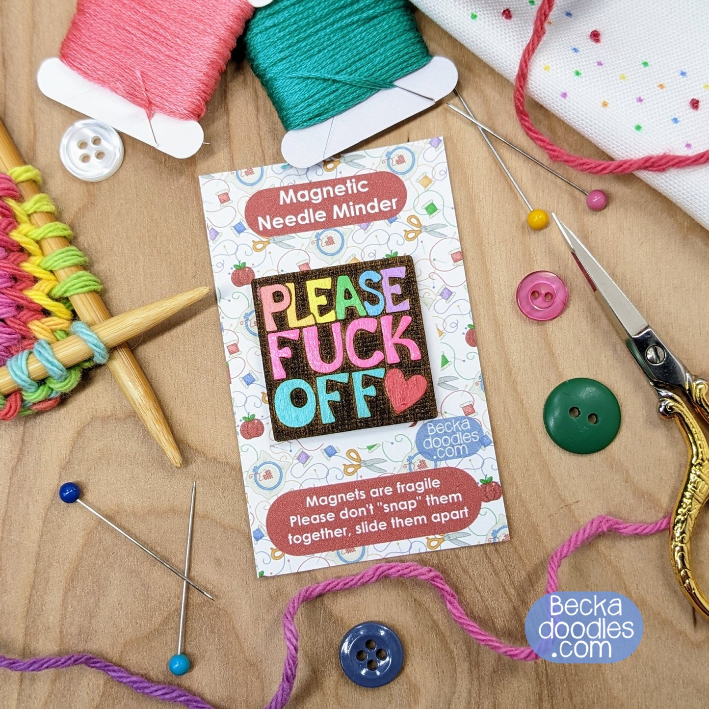 Please F Off Wood Needle Minder