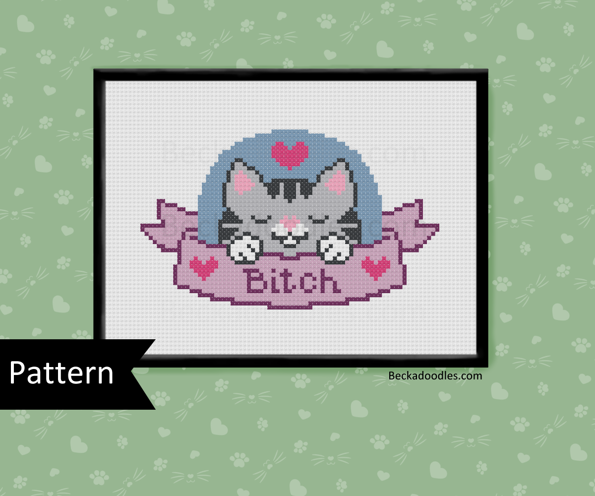 Sassy Cat Cross Stitch Pattern