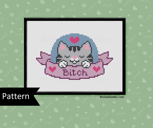 Sassy Cat Cross Stitch Pattern