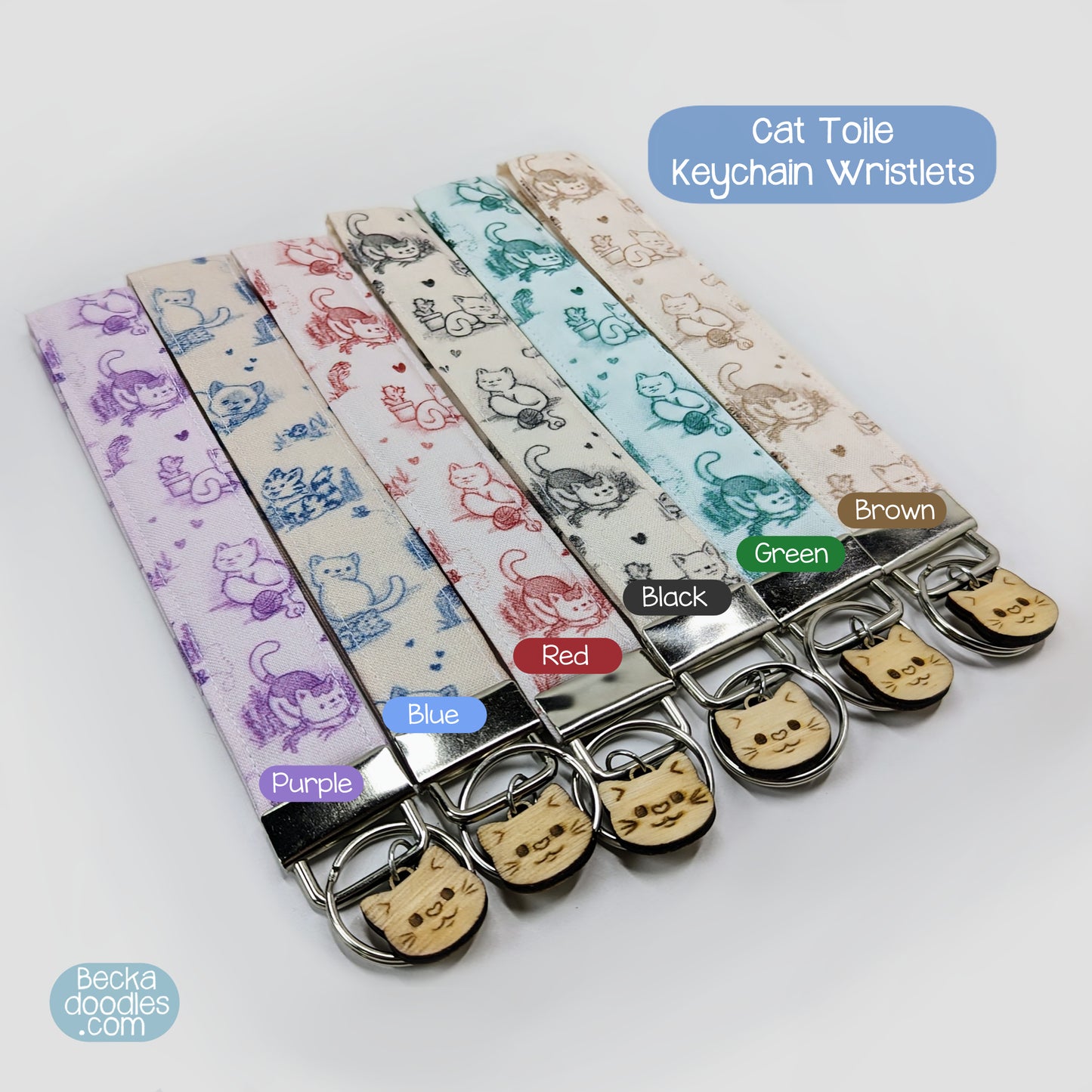 Cat Toile Wristlet Keychain