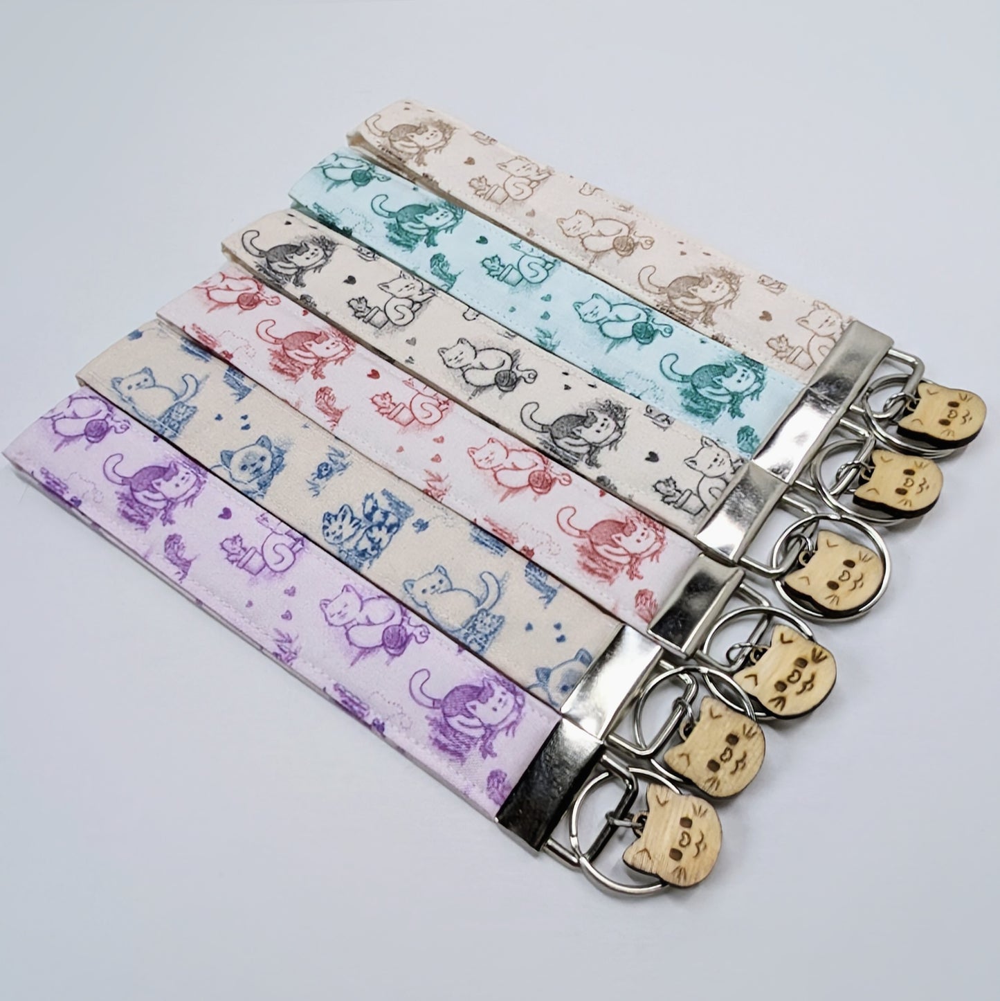 Cat Toile Wristlet Keychain