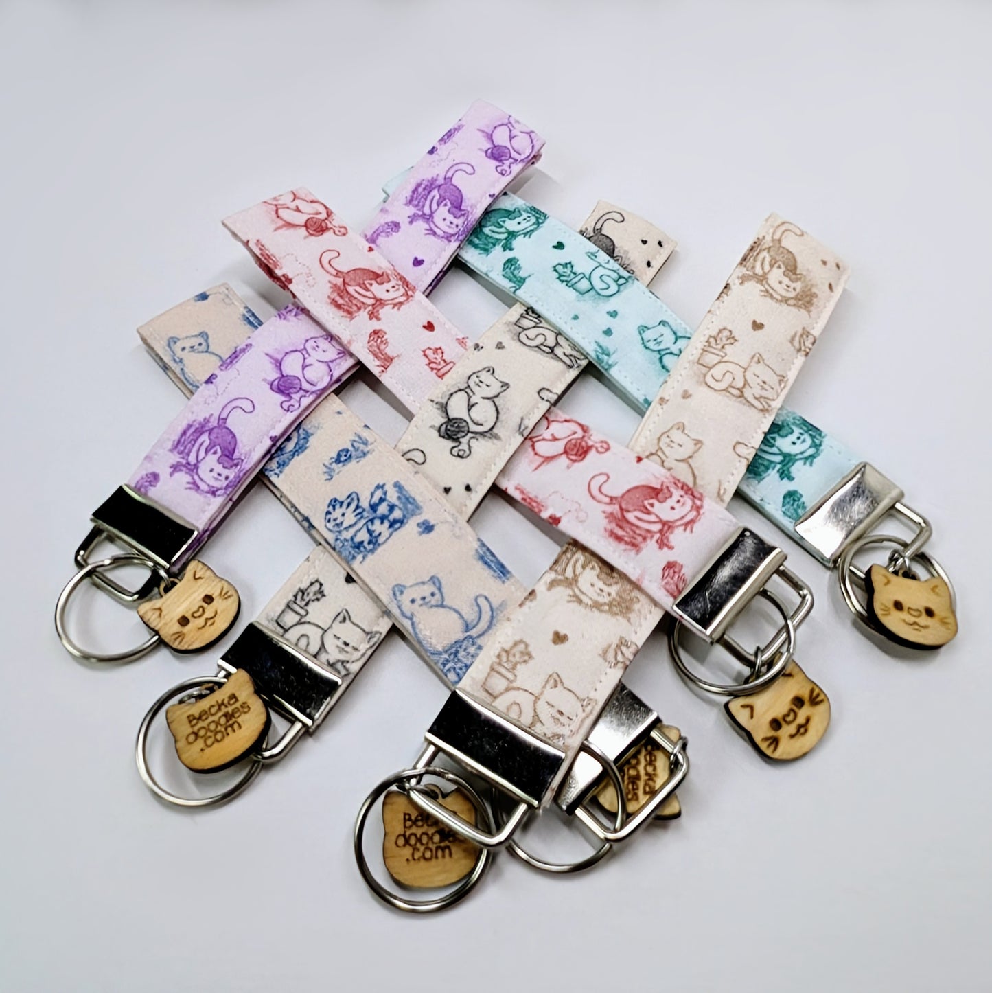 Cat Toile Wristlet Keychain
