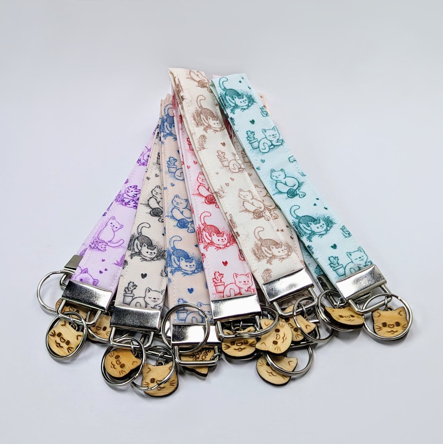 Cat Toile Wristlet Keychain