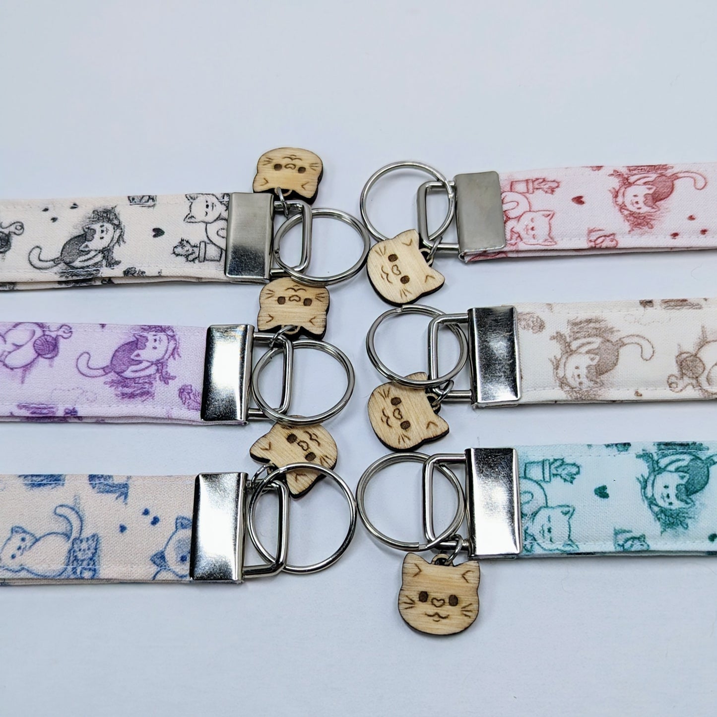 Cat Toile Wristlet Keychain
