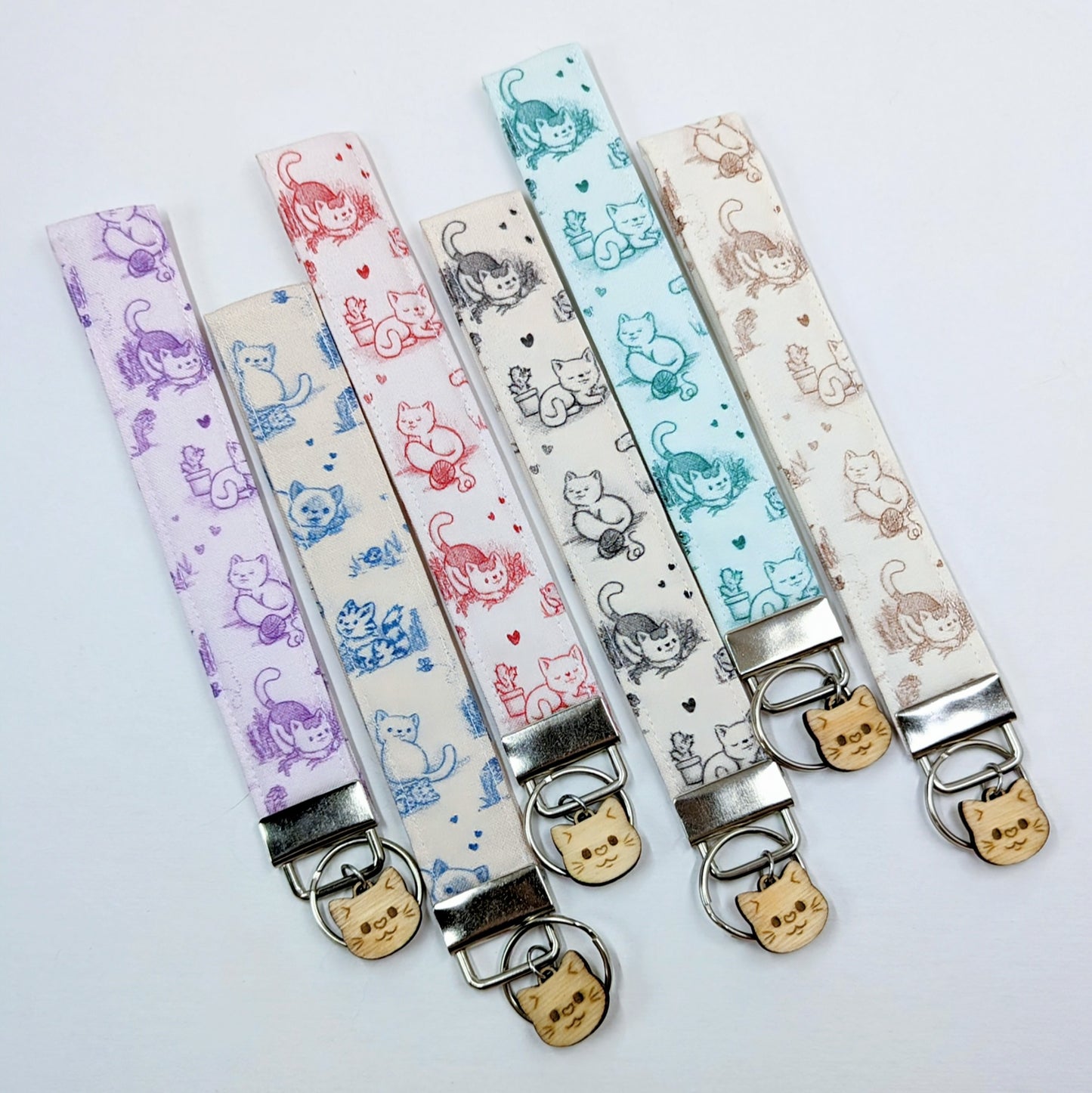 Cat Toile Wristlet Keychain