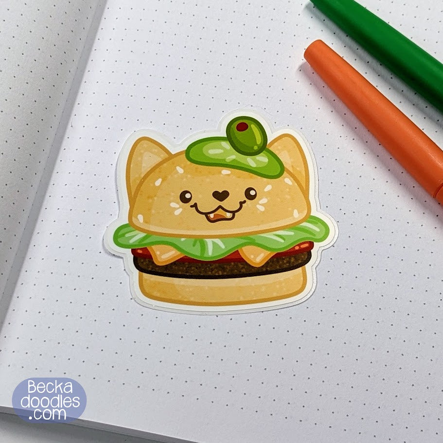 Hamburger Cat Sticker