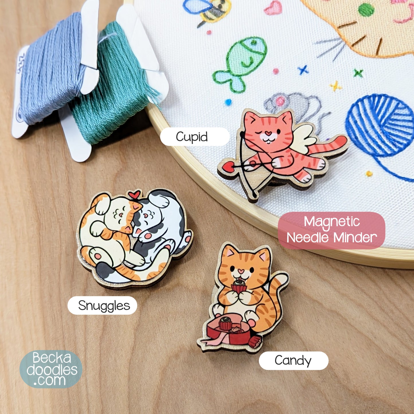 Valentines Cats Needle Minder