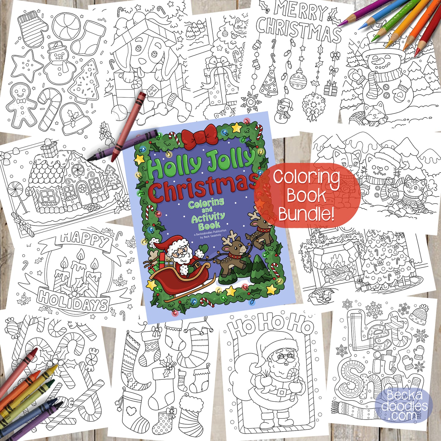Holly Jolly Christmas Printable Coloring Book