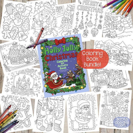 Holly Jolly Christmas Printable Coloring Book