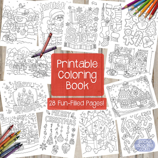 Holly Jolly Christmas Printable Coloring Book
