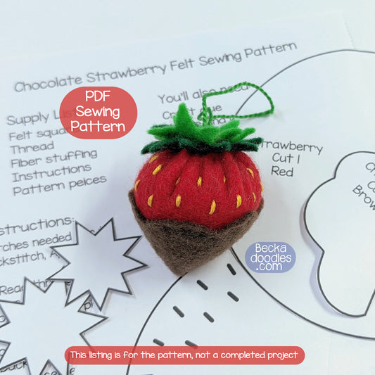 Chocolate Covered Strawberry Felt Sewing Pattern