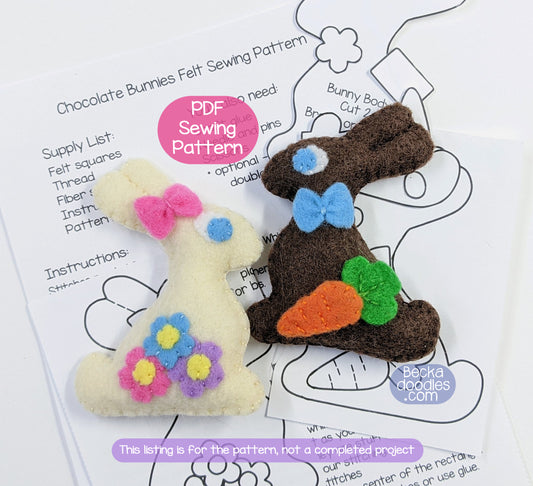 Chocolate Bunny Felt Sewing Pattern