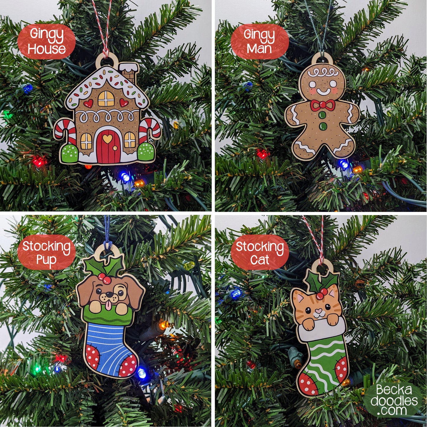 Christmas Tree Wood Ornaments