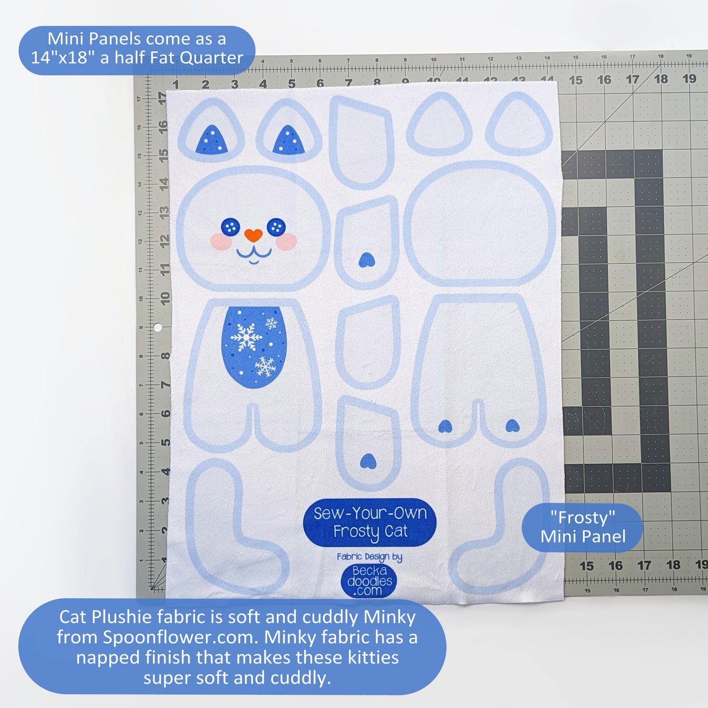 Christmas Cat Plushie Fabric Panel: Cut and Sew Cats