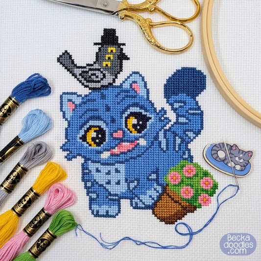 Derpy Tiger Flower Pot Cross Stitch Pattern