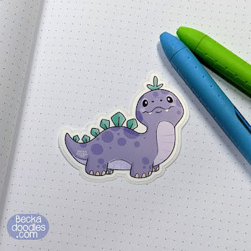 Chubby Purple Dinosaur Sticker
