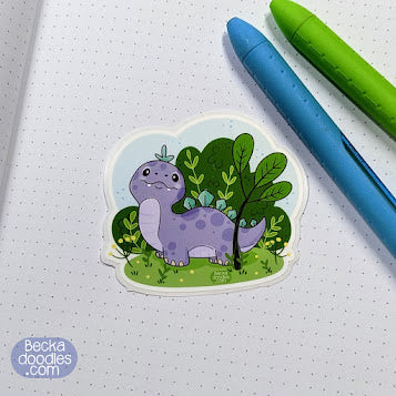 Chubby Purple Dinosaur Jungle Sticker