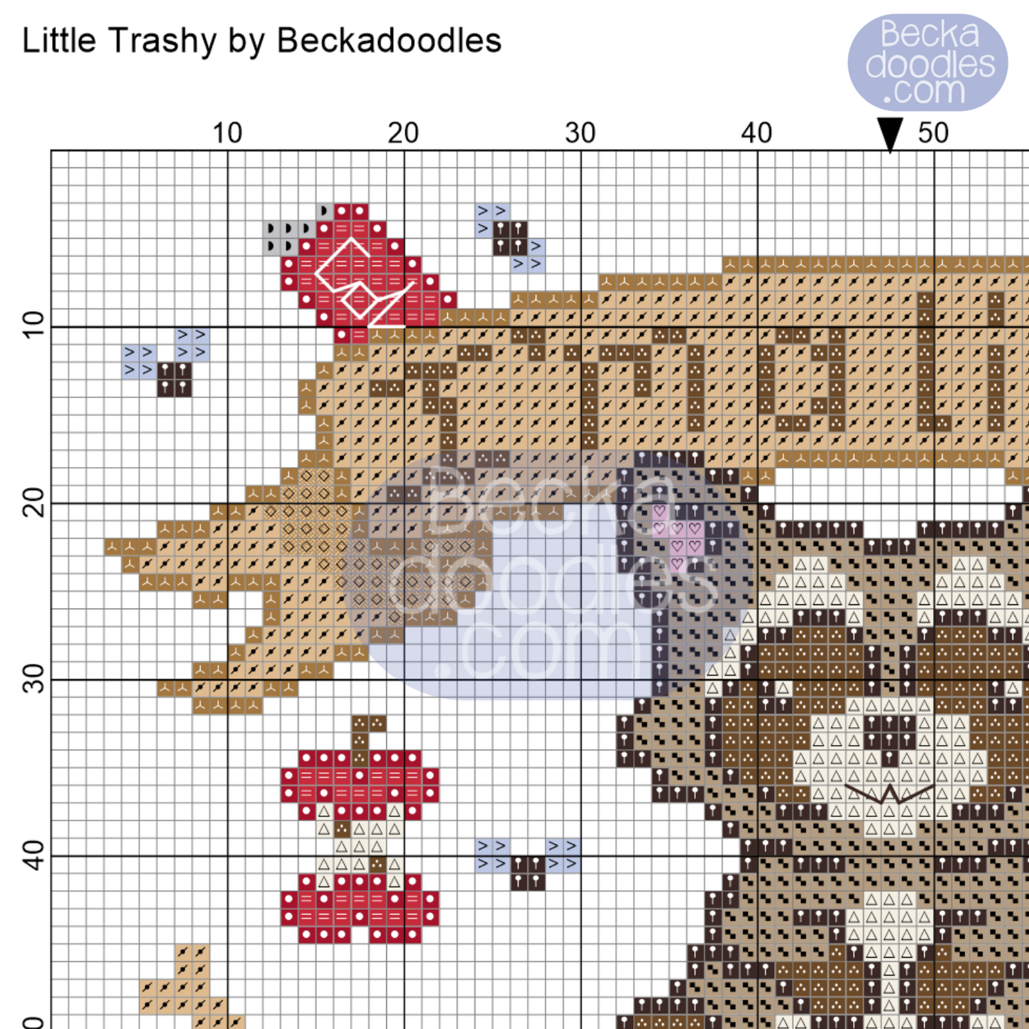 Little Trashy Raccoon Cross Stitch Pattern