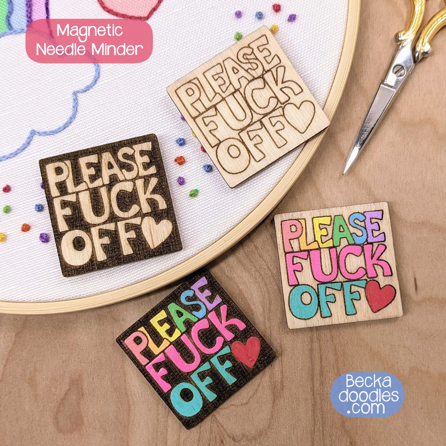 Please F Off Wood Needle Minder